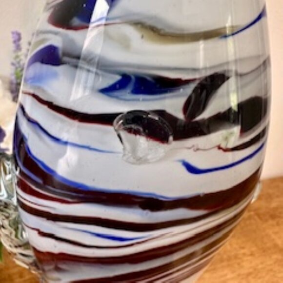Vintage Murano Glass Fish Sculpture Red Blue White Swirl Art Deco Style Figurine - Picture 6 of 6